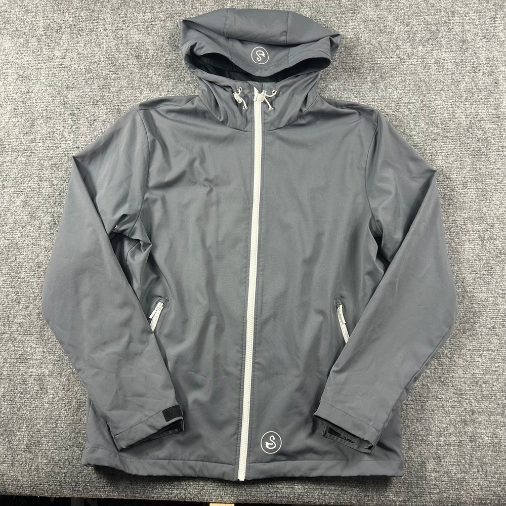 Swannies Golf Jacket Mens Medium Gray Full Zip Hooded Windbreaker Activewear